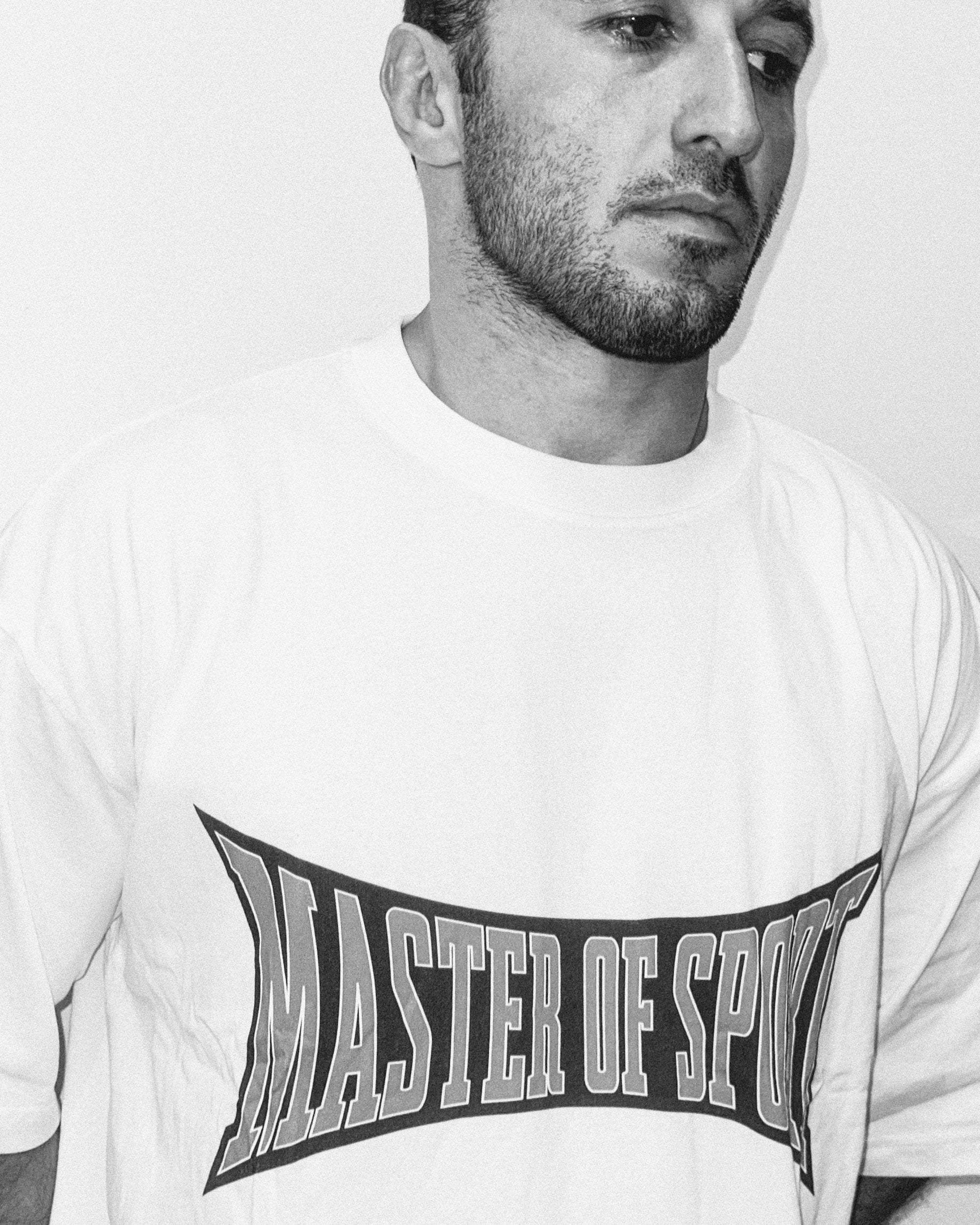 Master of Sport Expanded Logo Box Fit Tee,  White
