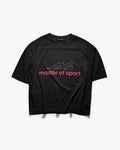 Master of Sport Legacy Logo Box Fit Mesh Tee, Black